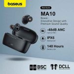 Baseus Bowie MA10 Wireless Bluetooth Earbuds With Active Noise Cancellation IPX6 Waterproof Super ANC 140 Hours Long Battery Life Wireless Earphone Premium Sound With 4 ENC Mics Earbuds